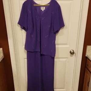 Karin Stevens Purple Flutter Sleeve Maxi Dress